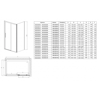 Душевой уголок Vincea Soft (VSR-3SO1015CL) 150х100х195 см, хром, стекло прозрачное 5