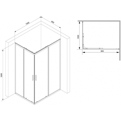 Душевой уголок Am.Pm Gem S (W93G-404-100280-BT) (100х80) (профиль черный матовый, стекло прозрачное) 8