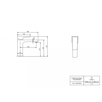 Смеситель для раковины Villeroy & Boch Architectura Square (TVW125001000K5) 10