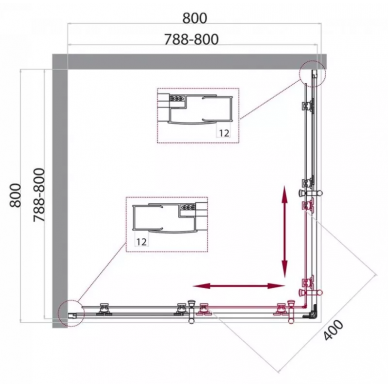Душевой уголок BelBagno Uno (UNO-195-A-2-80-P-Cr) профиль хром/стекло рифленое 7