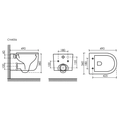 Унитаз подвесной Ceramicanova Ulma Rimless CN4006, белый глянцевый, с сиденьем микролифт 9