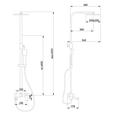 Душевая система Abber Daheim AF8216GL с изливом, золото матовое 2