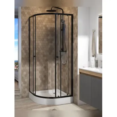 Душевой уголок Teymi Lina T00502 80x80, с поддоном, чёрный/стекло прозрачное 6