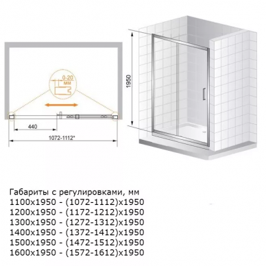Душевая дверь Cezares Porta BF1 (160 см) прозрачное стекло 1