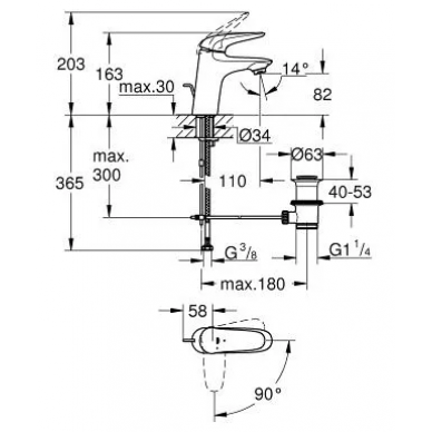 Смеситель для раковины Grohe Eurostyle New (23709003) 7