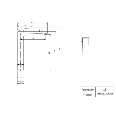 Смеситель для раковины Villeroy & Boch Architectura Square (TVW125002000K5) 9