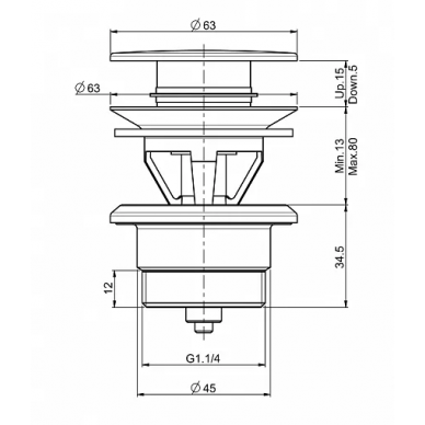 Донный клапан Fima Carlo Frattini Sottolavabo (F2677CR) Click Clack, хром 1