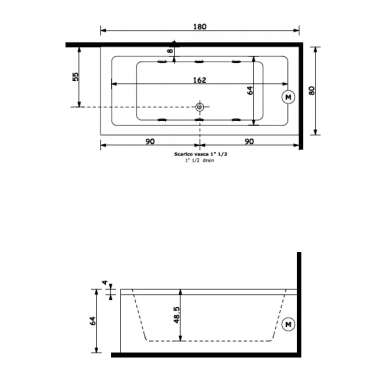 Ванна из геля Crystal Tech Gruppo Treesse Quadra (V0781) 180x80 5
