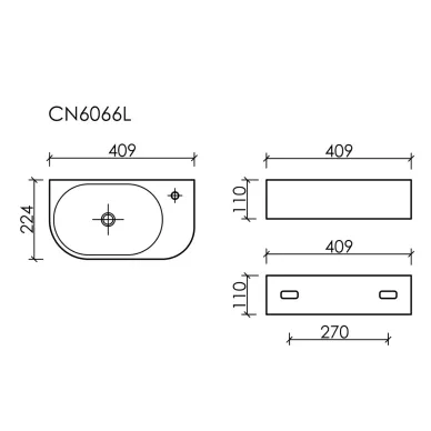 Раковина Ceramicanova Element (CN6066L), чаша слева (40.9 см) белая глянцевая 5