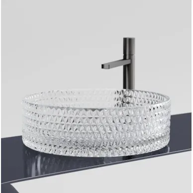 Раковина накладная Ceramicanova Cristal (CN6062) (36 см) стеклянная прозрачная 7