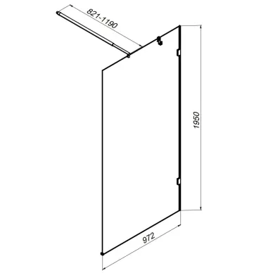 Душевая перегородка Am.Pm X-Joy (W94WI-100-F1-BTE) (100 см) профиль чёрный матовый/прозрачное стекло 7