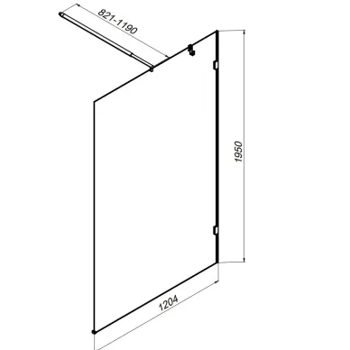 Душевая перегородка Am.Pm X-Joy W94UWI-120-F1-BTE 120 см профиль матовый чёрный/прозрачное стекло 6