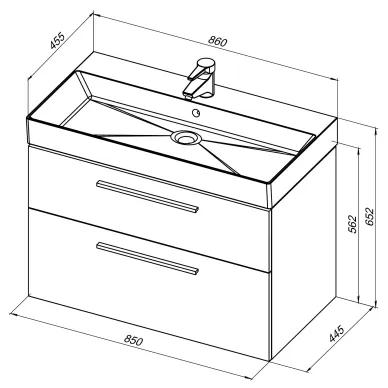 Тумба для ванной Aquanet Nova 249921 Slim Synergy, 85 см, дуб рошелье 10
