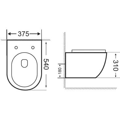Чаша подвесного унитаза Aquanet Rimless Cetus-BW BL-102N-WHT чёрная матовая 9