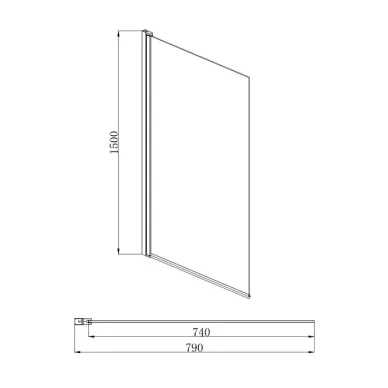 Шторка для ванны Aquatek Дельта AQ DEL SBA 08015GM 80х150 см поворотная 1