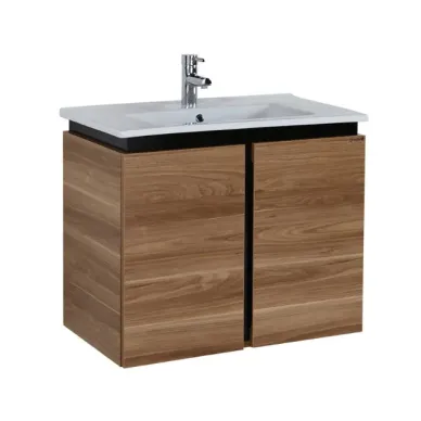 Тумба для ванной Creavit Verti VE0080.42.VV + SU080-00CB00E-0000 80 см, подвесная, с раковиной, орех 0