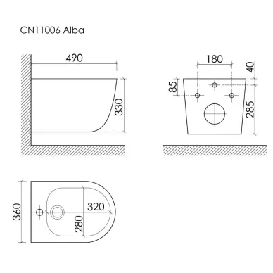 Биде подвесное Ceramicanova Alba CN11006 5