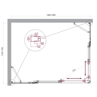 Душевой уголок BelBagno Luce LUCE-AH-22-150/115-C-Cr 150x115 см, хром/прозрачное стекло 5