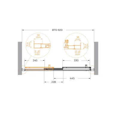 Душевая дверь Cezares Molveno MOLVENO-BF-3-90-C-BORO-IV 90х195, профиль брашированное золото/стекло прозрачное 5