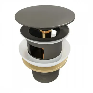 Сливной набор для раковины Teymi Solli T140203 с переливом, click-clack, графит матовый 7