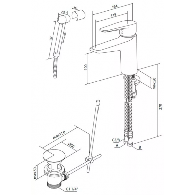 Смеситель для раковины AM.PM Inspire (F5004000) с гигиеническим душем 1
