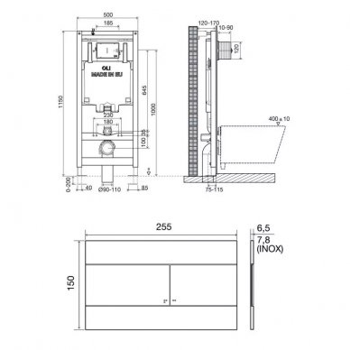 Инсталляция для подвесного унитаза OLI 80 (300572mSl00) с кнопкой слива Slim хром глянцевый 1