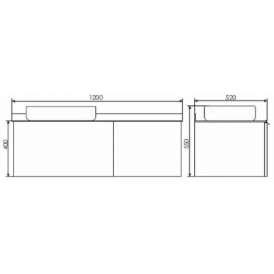 Тумба для ванной Comforty Милан-120 (120x40x52 см), белый/черный, с раковиной Comforty T-Y9378 6