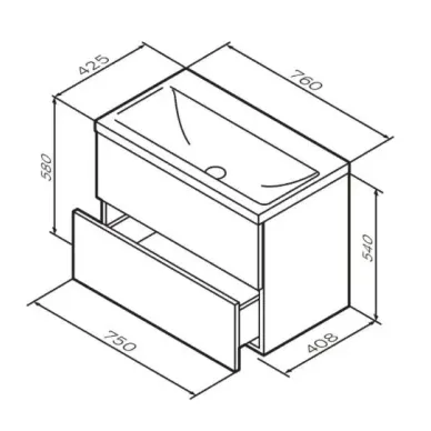 Тумба для ванной Am.Pm Gem (M90FHX0752HF) (подвесная) (орех) (75 см) 5