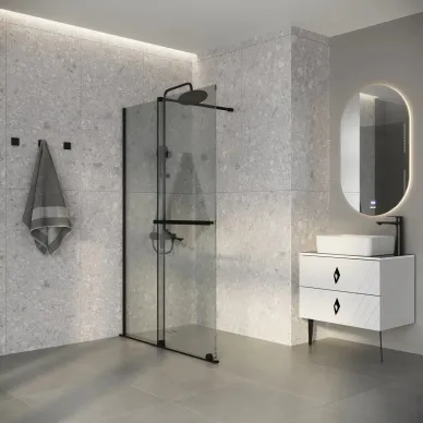 Душевая перегородка Niagara Nova NG-671-12BLACK 120х200 стекло прозрачное/профиль чёрный, раздвижная 6