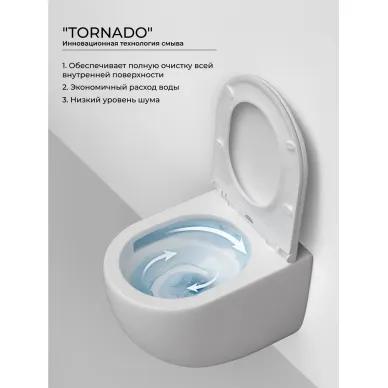 Унитаз подвесной Ceramicanova Metropol CN4002T безободковый, с сиденьем микролифт 11