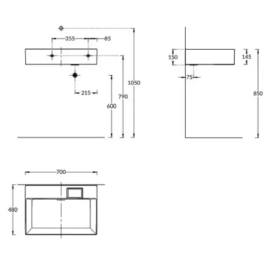 Kerama Marazzi Logica Раковина подвесная, 70х48см., без отв., цвет: белый глянцевая LO.wb.70.0 5