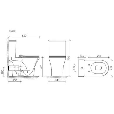 Унитаз напольный Ceramicanova Fortuna Rimless CN9001 микролифт, белый 7