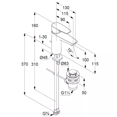 Смеситель для раковины Kludi Pure and Solid (342900575) 1
