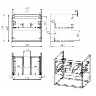 Тумба для ванной Cersanit Louna (SP-SZ-LOU-CO60/Wh) белый глянец/дуб Эврика, 60 см 5