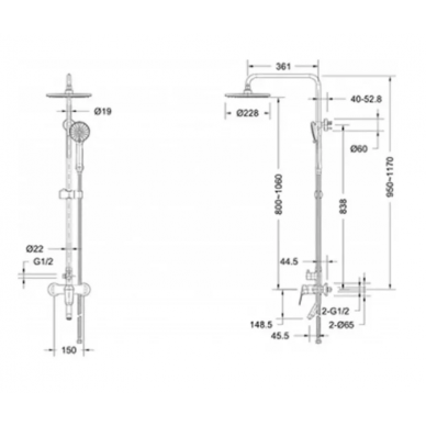 Душевая система Bravat Rhein (F6429564BW-A-ENG) матовый черный 1