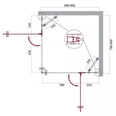 Душевой уголок BelBagno Kraft (KRAFT-AH-22-90/80-C-Cr-R) 90х80 см, профиль хром/стекло прозрачное 5