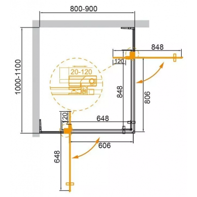 Душевой уголок Cezares Slider (SLIDER-AH-2-80/90-100/110-BR-NERO) 110x90 см, профиль черный/стекло бронзовое 5