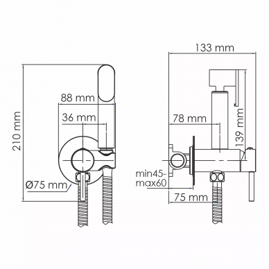 Гигиенический набор Wasserkraft серия A (A70138) хром 1