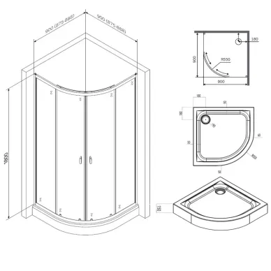 Душевой уголок Am.Pm X-Joy Twin Slide (W88E-205-090MT64) (90х90 см), профиль матовый хром/стекло прозрачное 6