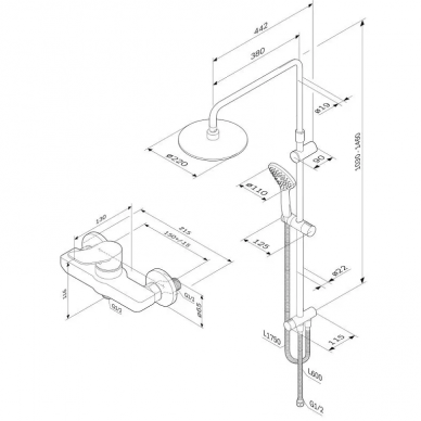 Душевая система Am.Pm X-Joy (F42885A24) (набор 2в1) чёрная матовая 7