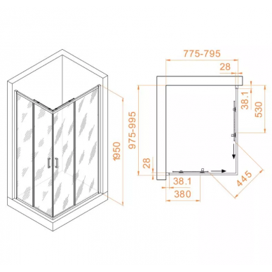 Душевой уголок RGW Passage PA-246B (80x100) профиль чёрный/прозрачное стекло 1