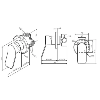 Смеситель для душа AM.PM X-Joy F85A45722 скрытого монтажа, чёрный матовый 8