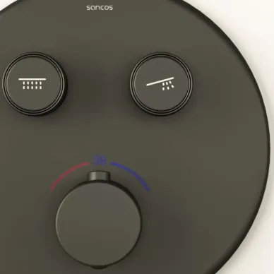 Душевая система Sancos Space SC3006MB встраиваемая, с термостатом, чёрная матовая 6