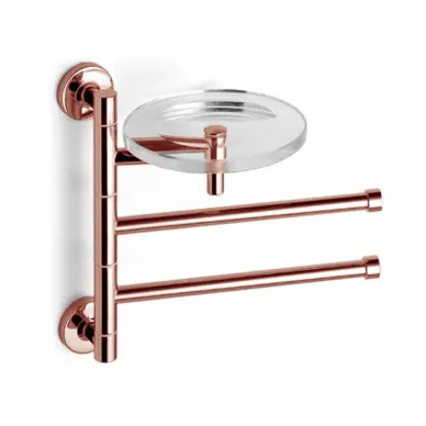 Bertocci Cinquecento Полотенцедержатель поворотный, двойной 23 см с мыльницей, подвесной, цвет: розовое золото 110 0535 5500 0