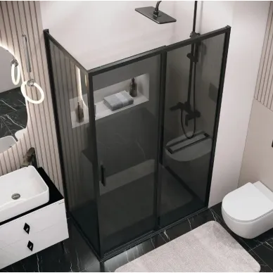 Душевой уголок Grossman Style 110х80х195 см, стекло тонированное/профиль чёрный матовый 5