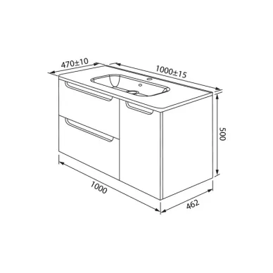 Тумба для ванной Iddis Edifice EDI10L0i95K 100 см, подвесная, с раковиной, светло-серая 5