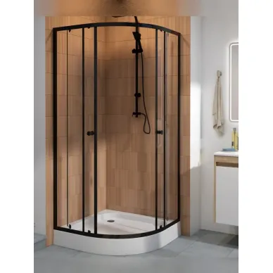 Душевой уголок Teymi Lina T00504 90x90, с поддоном, чёрный/стекло прозрачное 5