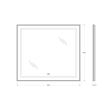 Зеркало BelBagno Kraft SPC-KRAFT-900-800-LED-TCH-WARM-NERO с подсветкой и подогревом, 90x80 см, чёрный 5