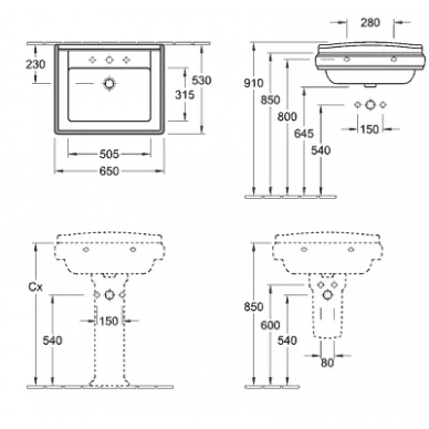 Раковина Villeroy & Boch Hommage (710165R2) (65 см) 1