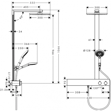 Душевая система Hansgrohe Raindance E Showerpipe 300 (27363000) with ShowerTablet 600 2